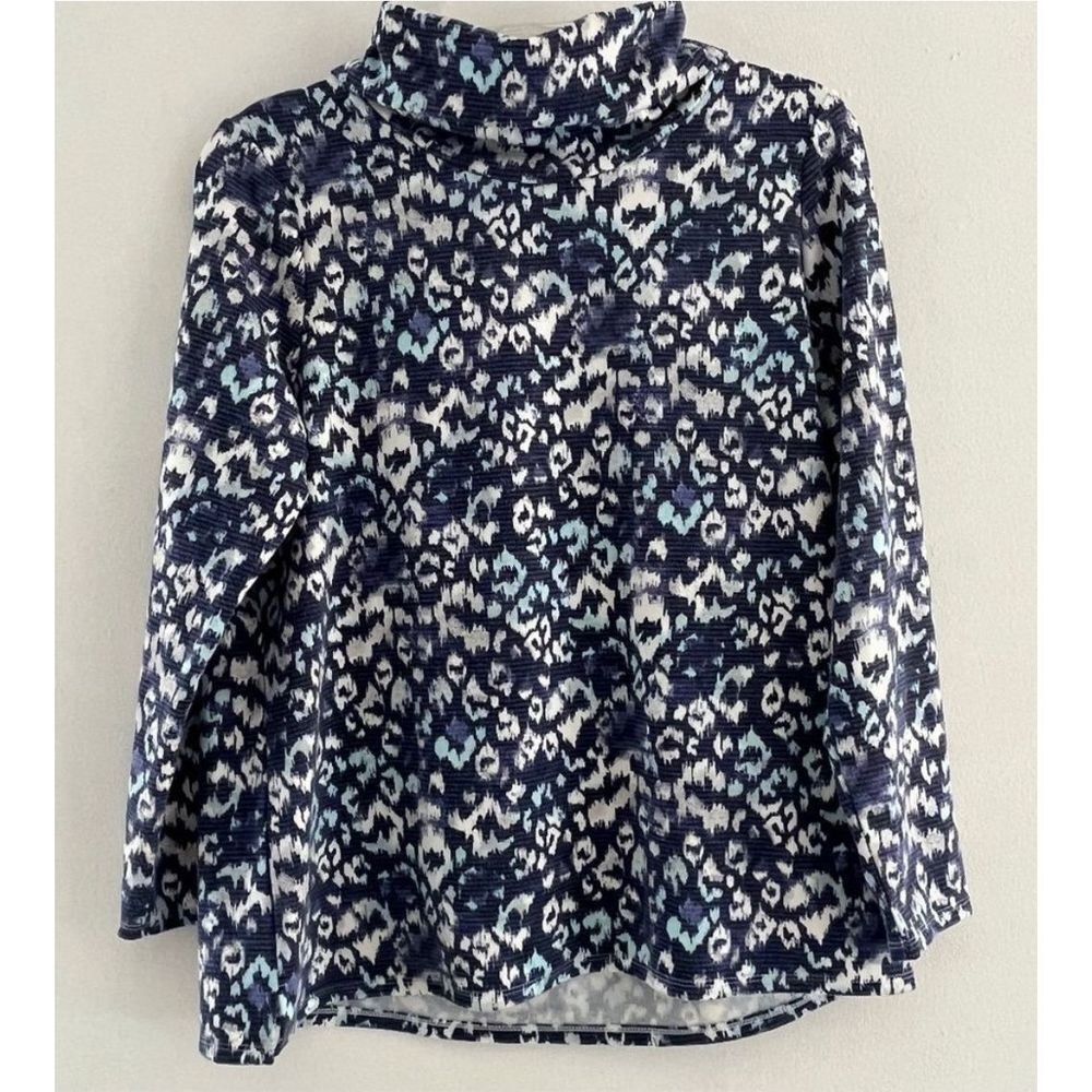 Chico’s Sweater Top Women Pullover Sz 2 long sleeve turtleneck floral print